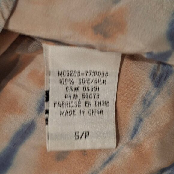 Cynthia Rowley 100% Silk Blue Orange Brown Tie Dye Racerback Tank Blouse Small - Picture 3 of 4